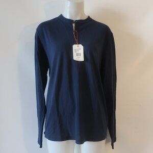 NWT Mens Plectrum By Ben Sherman Navy Blue Henley 3 Button Top M